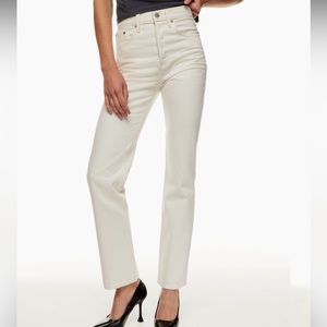 Denim Forum Aritzia Womens Size 28 White The Joni High Rise Loose Fit Jeans NWT